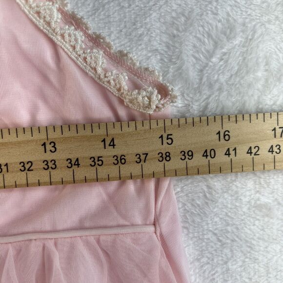Miss Elaine Small Vtg Pastel Pink Chiffon Short Babydoll Pegnoir Sheer Negligee - Picture 10 of 11